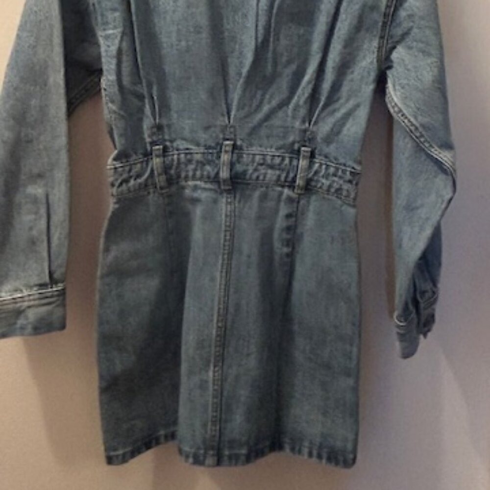 One Teaspoon Malibu Ocean Blue Button Cotton Denim Fitted Mini Dress NWT - Picture 15 of 16